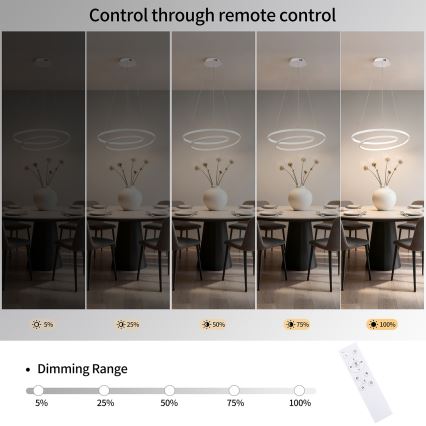 Brilagi - zatemljiv LED viseči lestenec na napetem kablu TWISTER LED/48W/230V 3000-6000K premer 50 cm bela + daljinski upravljalnik