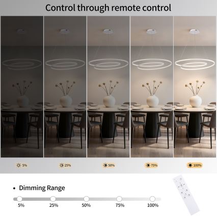 Brilagi - LED zatemljiv lestenec na kablu TWISTER LED/105W/230V 3000-6000K premer 100 cm bela + daljinski upravljalnik