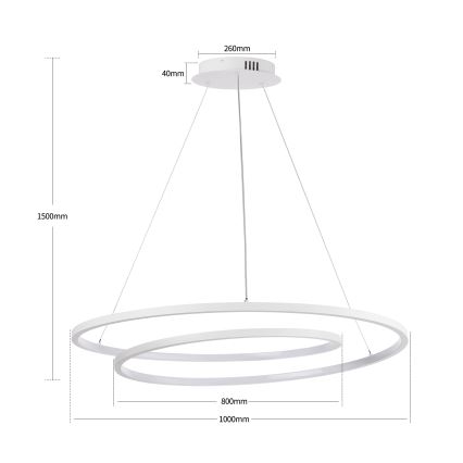 Brilagi - LED zatemljiv lestenec na kablu TWISTER LED/105W/230V 3000-6000K premer 100 cm bela + daljinski upravljalnik