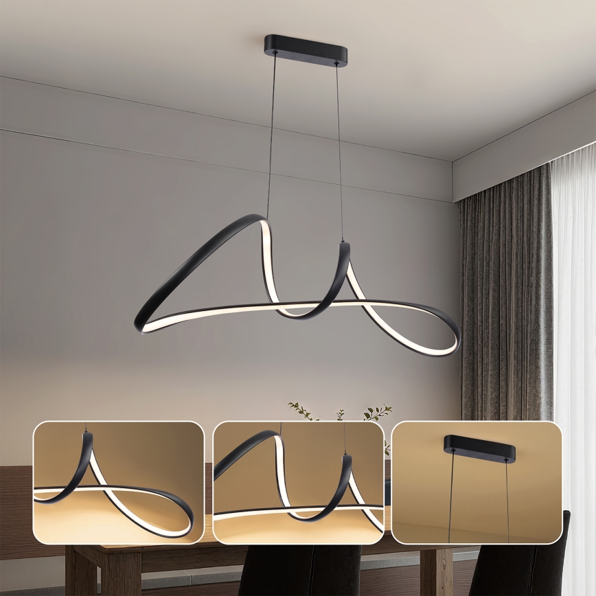 Brilagi - LED zatemljiv lestenec na žici TWISTER LED/60W/230V 3000-6000K črna + daljinski upravljalnik