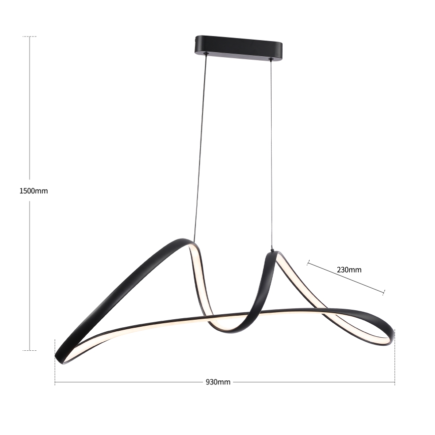 Brilagi - LED zatemljiv lestenec na žici TWISTER LED/60W/230V 3000-6000K črna + daljinski upravljalnik