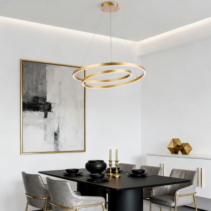 Brilagi - Zatemljiv LED lestenec na kablu TWISTER LED/75W/230V 3000-6000K, premer 70 cm, zlata + daljinski upravljalnik