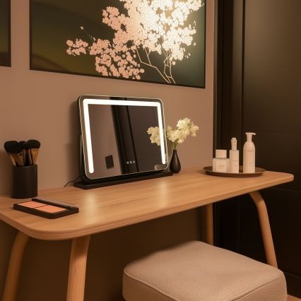 BRILAGI - LED zatemnljivo ličilno ogledalo CALIFORNIA LED/22W/230V 3000/4000/6500K 58x43 cm črna