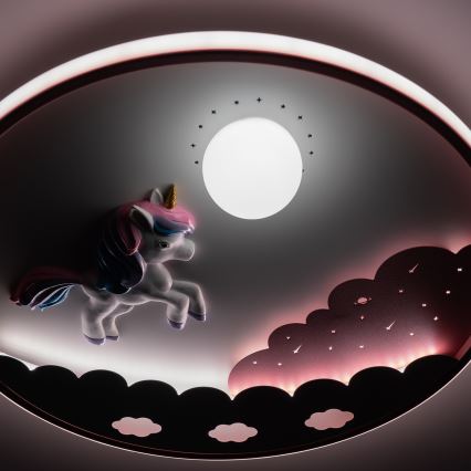 Brilagi - zatemnjevalna otroška stropna LED svetilka UNICORN LED/68W/230V 3000-6000K, premer 49 cm + daljinski upravljalnik