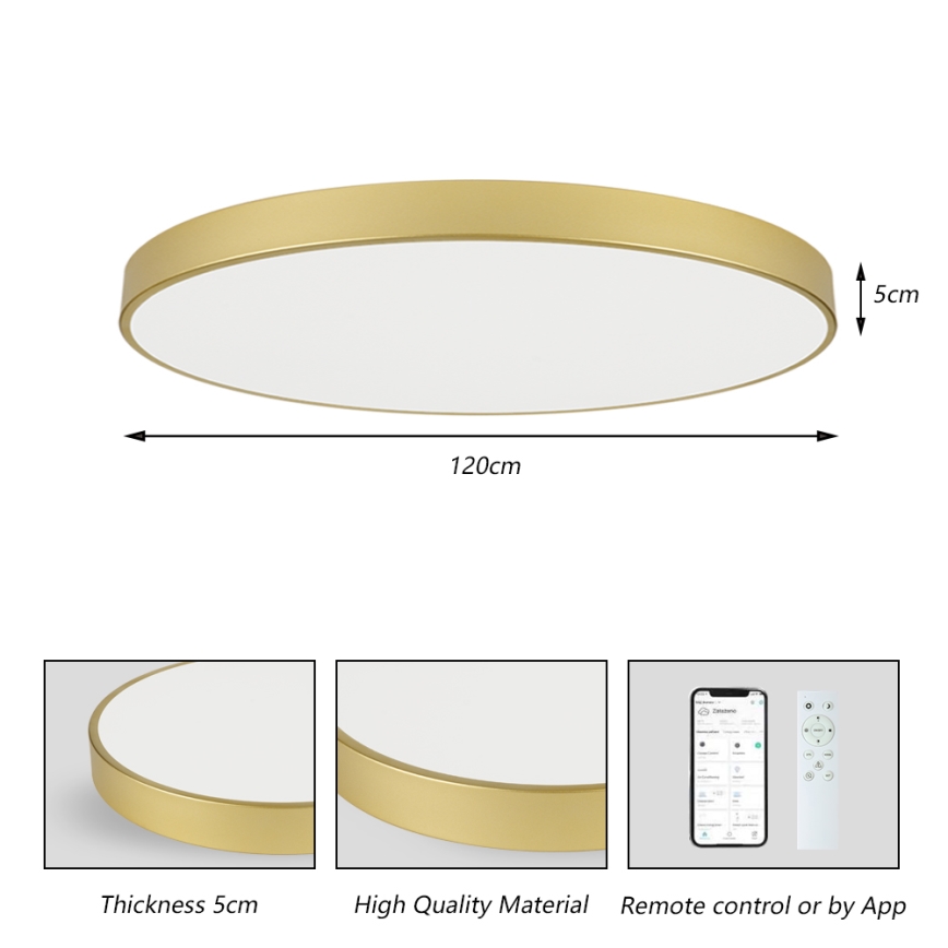 Brilagi - LED zatemnljivo stropno svetilo POOL SMART LED/180W/230V 3000-6000K 120 cm zlato Wi-Fi Tuya + daljinski upravljalnik