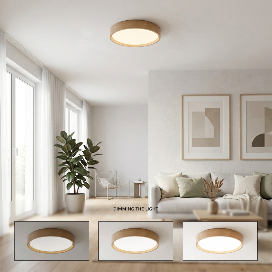 Brilagi - Zatemnjevalna LED stropna svetilka MANAROLA SMART LED/24W/230V 3000-6000K Wi-Fi Tuya Beacon premer 41 cm hrast + daljinski upravljalnik