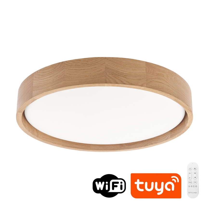Brilagi - Zatemnjevalna LED stropna svetilka MANAROLA SMART LED/24W/230V 3000-6000K Wi-Fi Tuya Beacon premer 41 cm hrast + daljinski upravljalnik