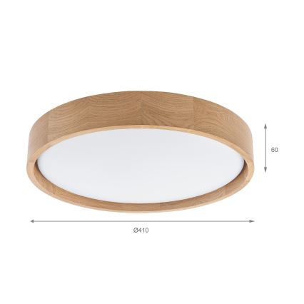 Brilagi - Zatemnjevalna LED stropna svetilka MANAROLA SMART LED/24W/230V 3000-6000K Wi-Fi Tuya Beacon premer 41 cm hrast + daljinski upravljalnik