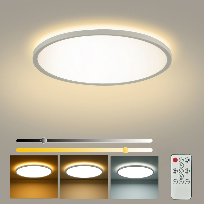 Brilagi - LED zatemnilna stropna svetilka ULTRA SLIM LED/24W/230V 2700-6500K premer 42 cm bela + daljinski upravljalnik