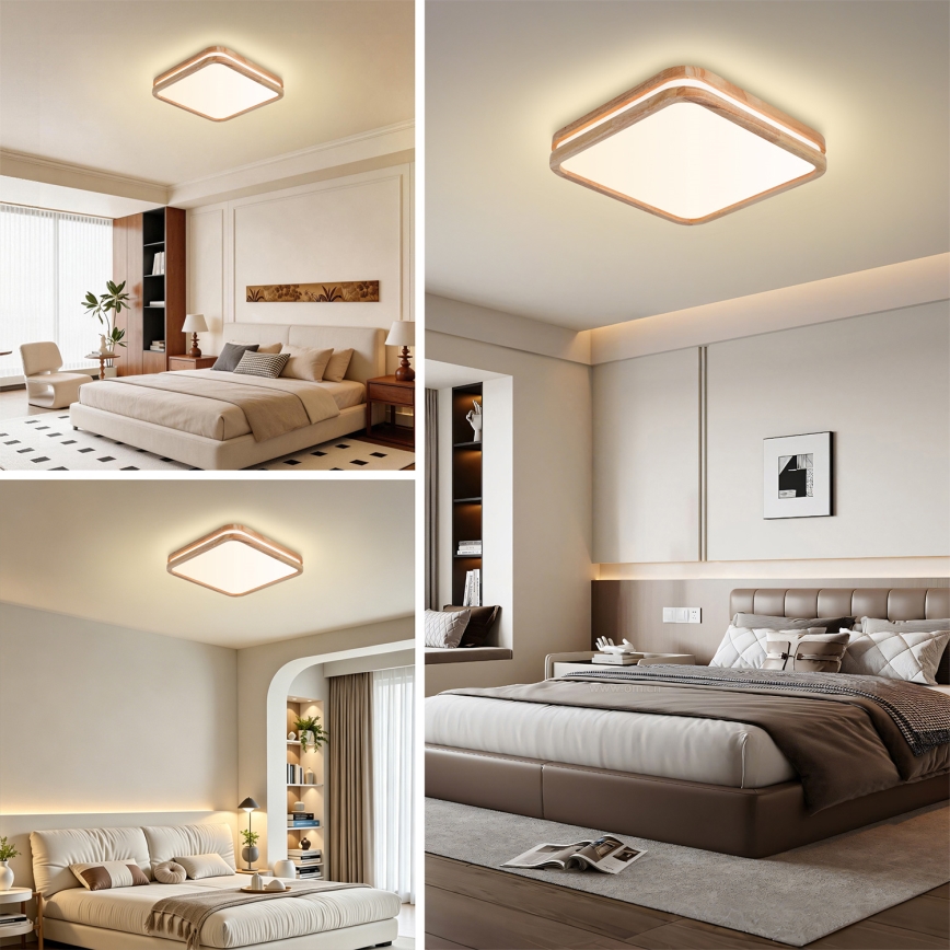 Brilagi - LED zatemnljivo stropno svetilo MOLINA SQUARE LED/48W/230V 3000-6000K hrast 40x40 cm + daljinski upravljalnik