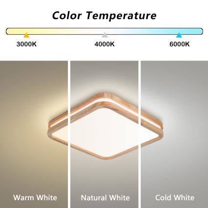 Brilagi - LED zatemnljivo stropno svetilo MOLINA SQUARE LED/48W/230V 3000-6000K hrast 40x40 cm + daljinski upravljalnik
