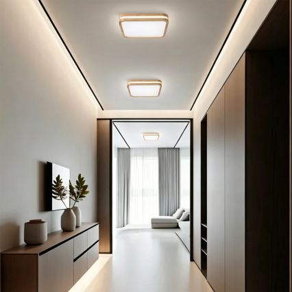 Brilagi - LED zatemnljivo stropno svetilo MOLINA SQUARE LED/48W/230V 3000-6000K hrast 40x40 cm + daljinski upravljalnik