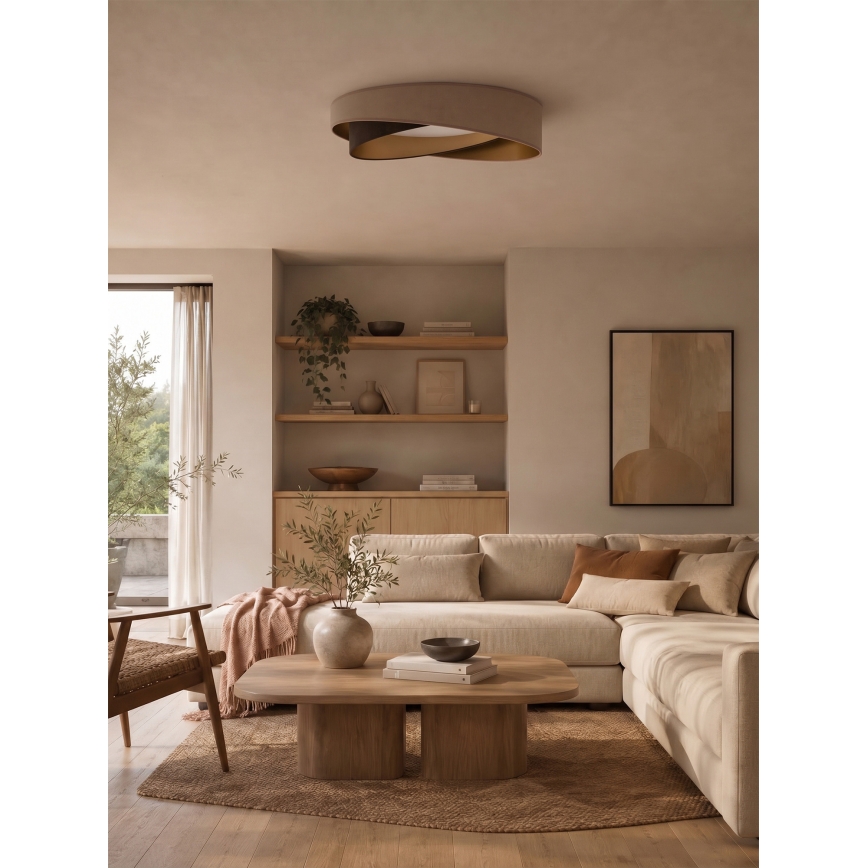 BRILAGI - LED zatemnjivo stropno svetilo VELVET TWIST LED/36W/230V 3000-6000K premer 65 cm Wi-Fi Tuya Beacon bežna/rjava/zlata + daljinski upravljalnik