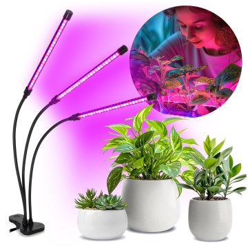 Brilagi - LED Zatemnitvena fleksibilna namizna svetilka s sponko za gojenje rastlin VITABLOOM 3xLED/10W/230V črna