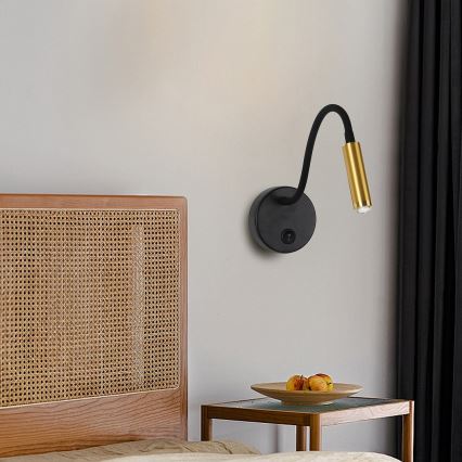 Brilagi - LED Zatemnitvena fleksibilna stenska svetilka MAYA 1xG9/4W/230V črna/zlata 2700-6500K Wi-Fi Tuya