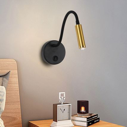 Brilagi - LED Zatemnitvena fleksibilna stenska svetilka MAYA 1xG9/4W/230V črna/zlata 2700-6500K Wi-Fi Tuya