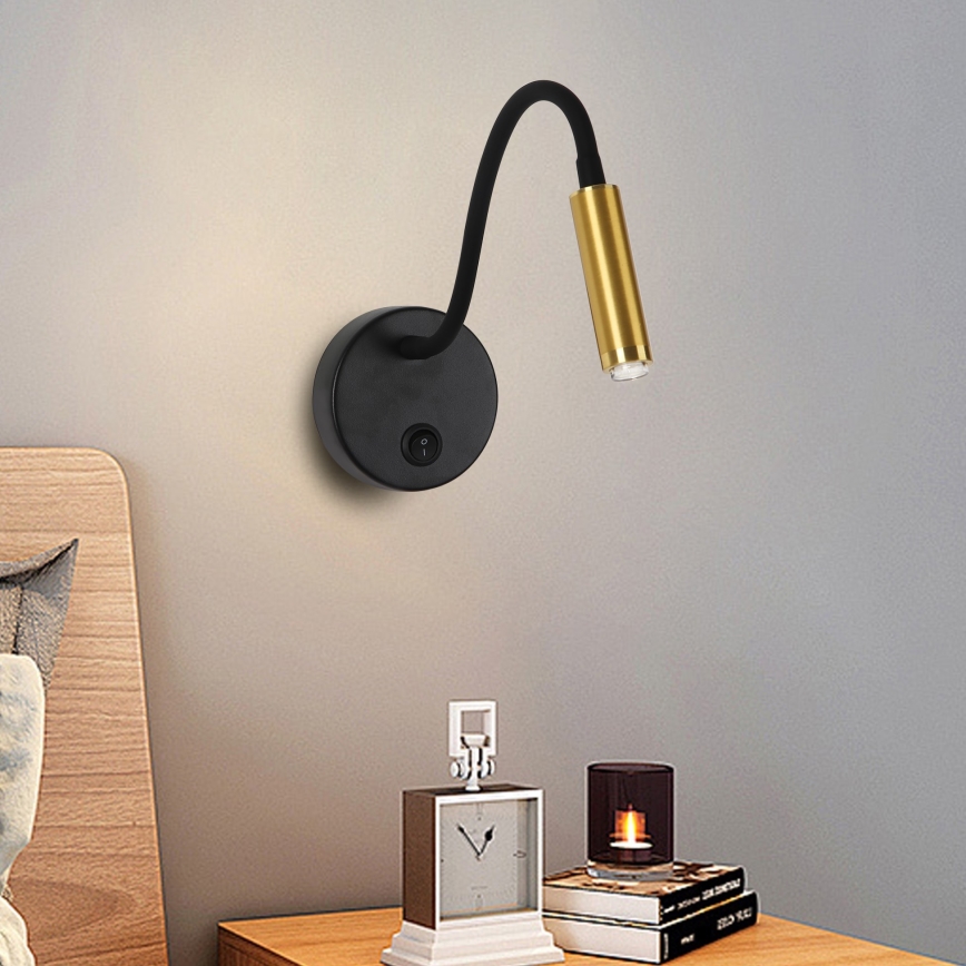 Brilagi - LED Zatemnitvena fleksibilna stenska svetilka MAYA 1xG9/4W/230V črna/zlata 2700-6500K Wi-Fi Tuya
