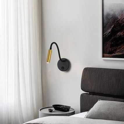 Brilagi - LED Zatemnitvena fleksibilna stenska svetilka MAYA 1xG9/4W/230V črna/zlata 2700-6500K Wi-Fi Tuya