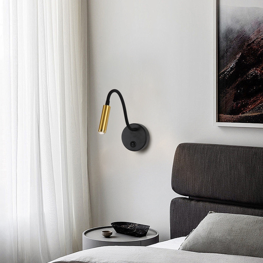 Brilagi - LED Zatemnitvena fleksibilna stenska svetilka MAYA 1xG9/4W/230V črna/zlata 2700-6500K Wi-Fi Tuya