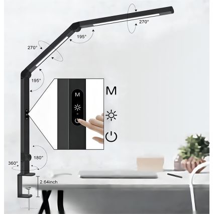 Brilagi - LED Zatemnitven na dotik fleksibilna namizna svetilka VARIO LED/12W/230V 3000/4000/5000/6500K CRI 92 črna