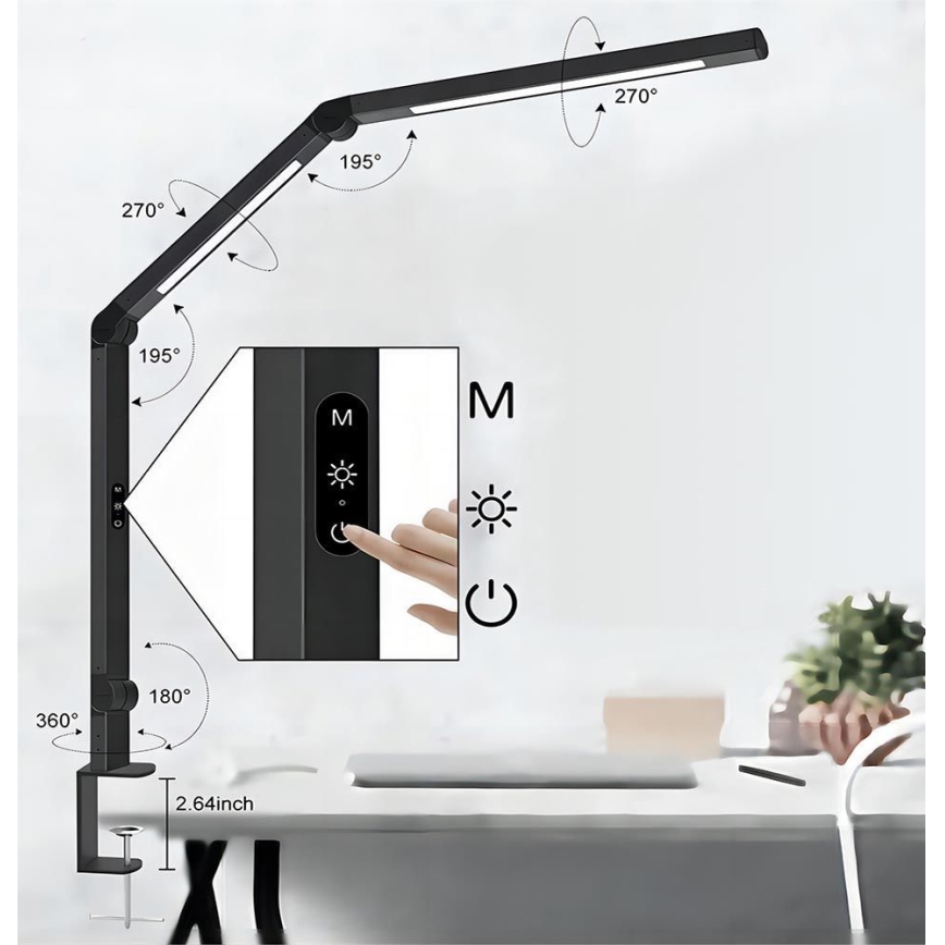 Brilagi - LED Zatemnitven na dotik fleksibilna namizna svetilka VARIO LED/12W/230V 3000/4000/5000/6500K CRI 92 črna