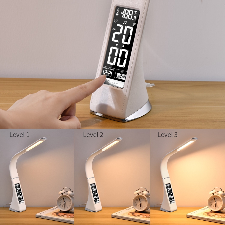 Brilagi - LED Zatemnitvena namizna svetilka z zaslonom PELLE LED/7W/230V bela