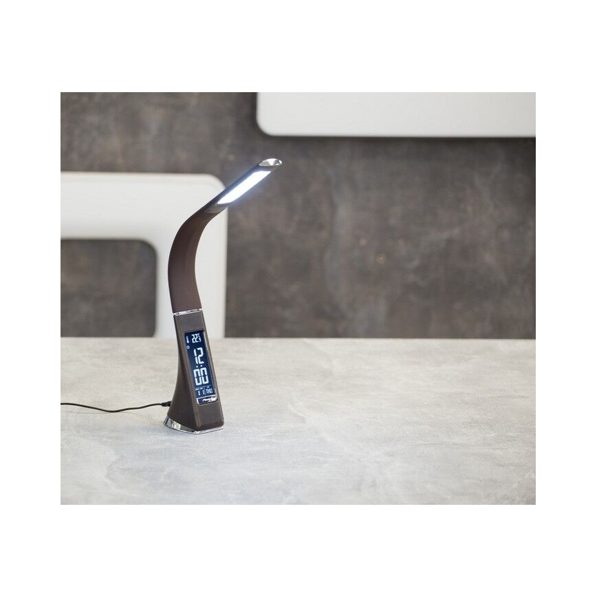 Brilagi - LED Zatemnitvena namizna svetilka z zaslonom PELLE LED/7W/230V rjava