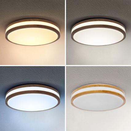 Brilagi - LED Zatemnitvena stropna svetilka MOLINA LED/48W/230V 3000-6500K hrast pr. 38 cm + Daljinski upravljalnik