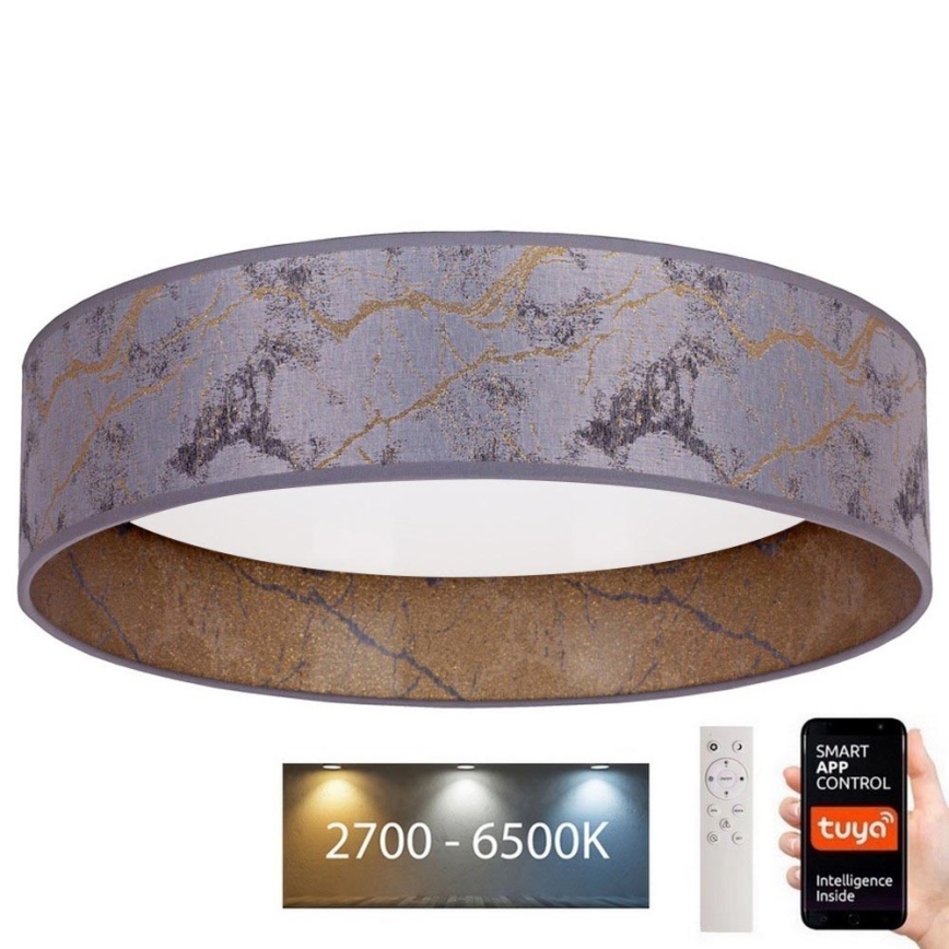 Brilagi - LED Zatemnitvena stropna svetilka VELVET SMART LED/36W/230V pr. 55 cm 2700-6500K Wi-Fi Tuya siva/zlata + Daljinski upravljalnik