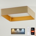 Brilagi - LED Zatemnitvena stropna svetilka VELVET SQUARE SMART LED/36W/230V 2700-6500K Wi-Fi Tuya + Daljinski upravljalnik bež