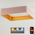 Brilagi - LED Zatemnitvena stropna svetilka VELVET SQUARE SMART LED/36W/230V 2700-6500K Wi-Fi Tuya + Daljinski upravljalnik roza