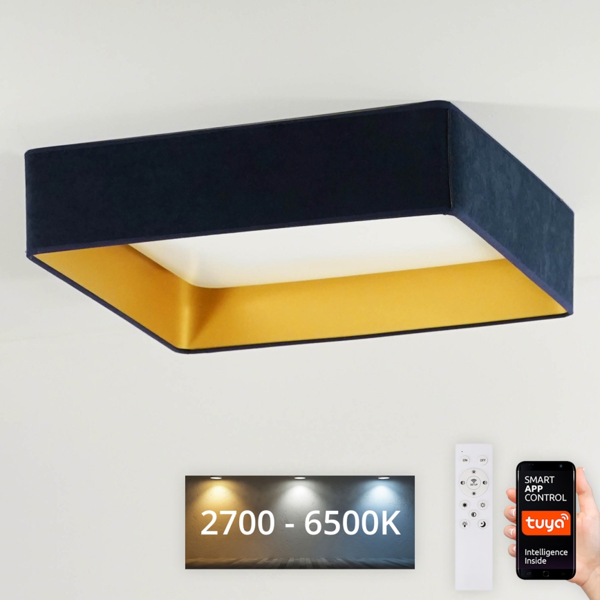 Brilagi - LED Zatemnitvena stropna svetilka VELVET SQUARE SMART LED/36W/230V 2700-6500K Wi-Fi Tuya + Daljinski upravljalnik temno modra