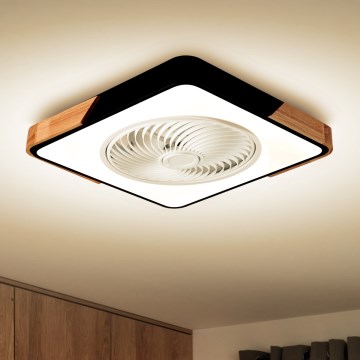 Brilagi - LED Zatemnitvena stropna svetilka z ventilatorjem LED/30W/230V 3000-6500K črna/hrast + Daljinski upravljalnik