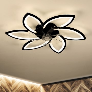 Brilagi - LED Zatemnitvena stropna svetilka z ventilatorjem LED/50W/230V 3000-6500K črna + Daljinski upravljalnik