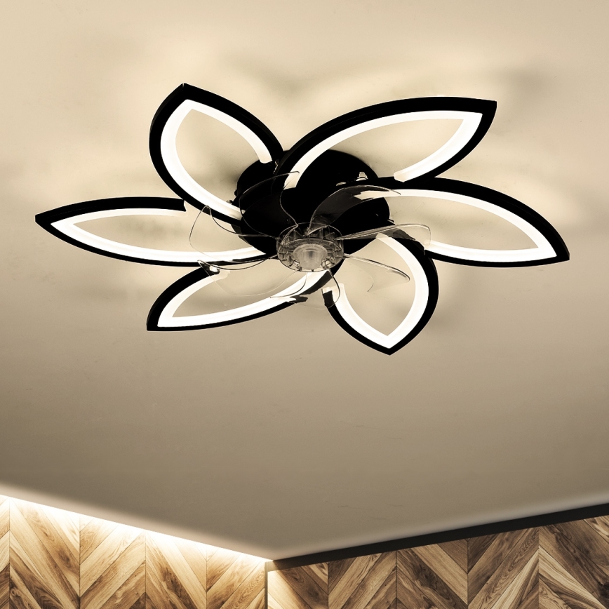 Brilagi - LED Zatemnitvena stropna svetilka z ventilatorjem LED/50W/230V 3000-6500K črna + Daljinski upravljalnik