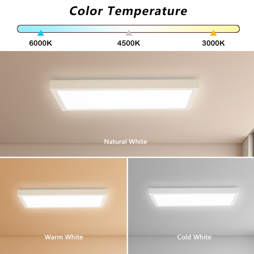 Brilagi - LED Kopalniška zatemnitvena stropna svetilka FRAME SMART LED/30W/230V 30x60 cm 3000-6000K IP44 bela + Daljinski upravljalnik