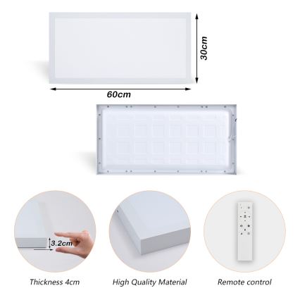 Brilagi - LED Kopalniška zatemnitvena stropna svetilka FRAME SMART LED/30W/230V 30x60 cm 3000-6000K IP44 bela + Daljinski upravljalnik
