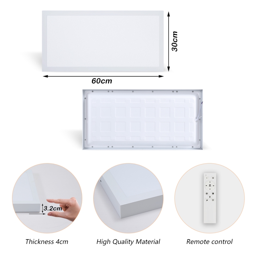 Brilagi - LED Kopalniška zatemnitvena stropna svetilka FRAME SMART LED/30W/230V 30x60 cm 3000-6000K IP44 bela + Daljinski upravljalnik
