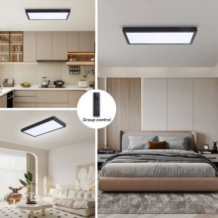 Brilagi - LED Kopalniška zatemnitvena stropna svetilka FRAME SMART LED/30W/230V 30x60 cm 3000-6000K  IP44 črna  + Daljinski upravljalnik