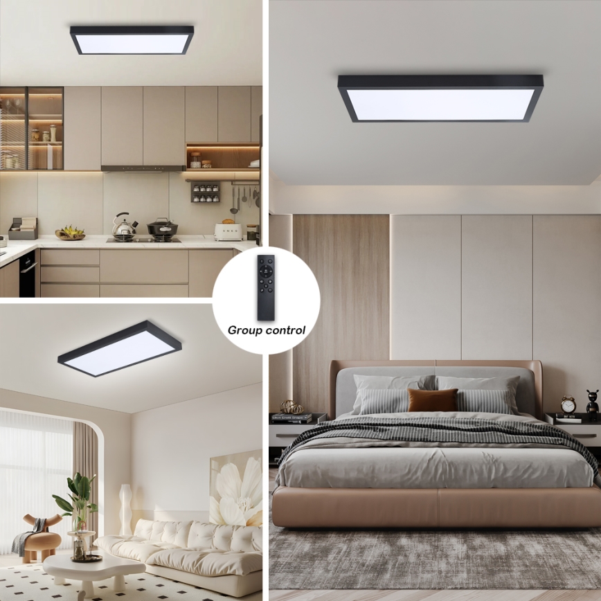 Brilagi - LED Kopalniška zatemnitvena stropna svetilka FRAME SMART LED/30W/230V 30x60 cm 3000-6000K  IP44 črna  + Daljinski upravljalnik