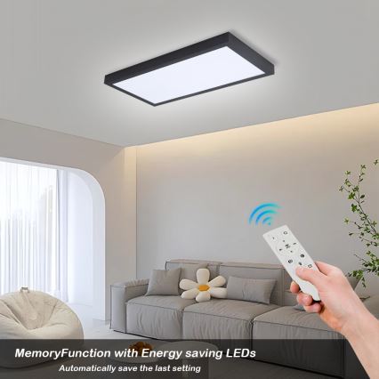 Brilagi - LED Kopalniška zatemnitvena stropna svetilka FRAME SMART LED/30W/230V 30x60 cm 3000-6000K  IP44 črna  + Daljinski upravljalnik