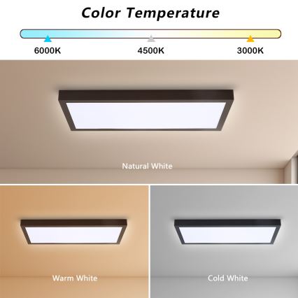 Brilagi - LED Kopalniška zatemnitvena stropna svetilka FRAME SMART LED/30W/230V 30x60 cm 3000-6000K  IP44 črna  + Daljinski upravljalnik