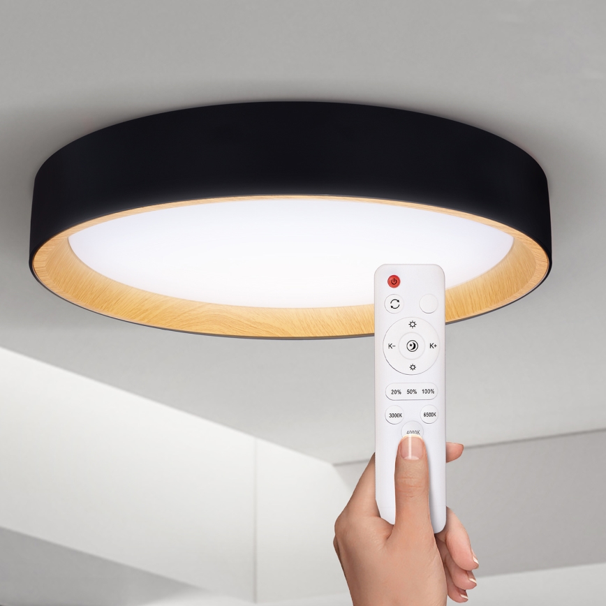 Brilagi - LED Zatemnitvena stropna svetilka LARIOS LED/60W/230V 3000-6500K ø 49 cm črna + Daljinski upravljalnik