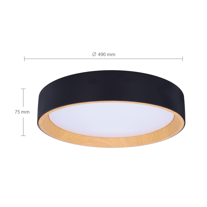 Brilagi - LED Zatemnitvena stropna svetilka LARIOS LED/60W/230V 3000-6500K ø 49 cm črna + Daljinski upravljalnik