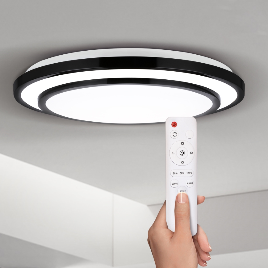 Brilagi - LED Zatemnitvena stropna svetilka LUCIANO LED/48W/230V 3000-6500K ø 39 cm črna + Daljinski upravljalnik