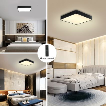 Brilagi - LED Zatemnitvena stropna svetilka POOL LED/48W/230V 3000-6000K 50x50 cm črna + Daljinski upravljalnik