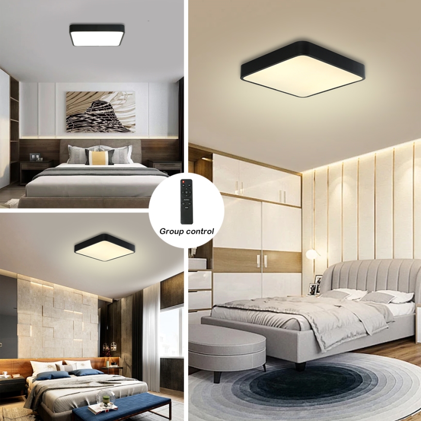 Brilagi - LED Zatemnitvena stropna svetilka POOL LED/48W/230V 3000-6000K 50x50 cm črna + Daljinski upravljalnik