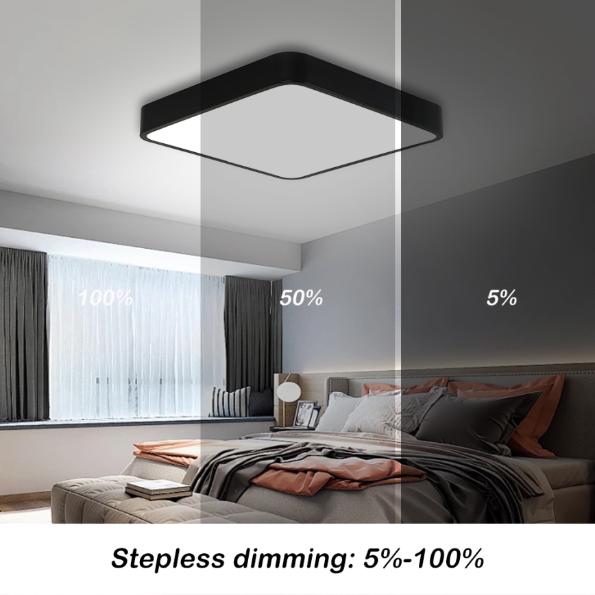 Brilagi - LED Zatemnitvena stropna svetilka POOL LED/48W/230V 3000-6000K 50x50 cm črna + Daljinski upravljalnik