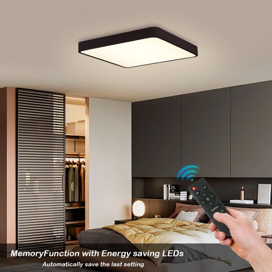 Brilagi - LED Zatemnitvena stropna svetilka POOL LED/48W/230V 3000-6000K 50x50 cm črna + Daljinski upravljalnik