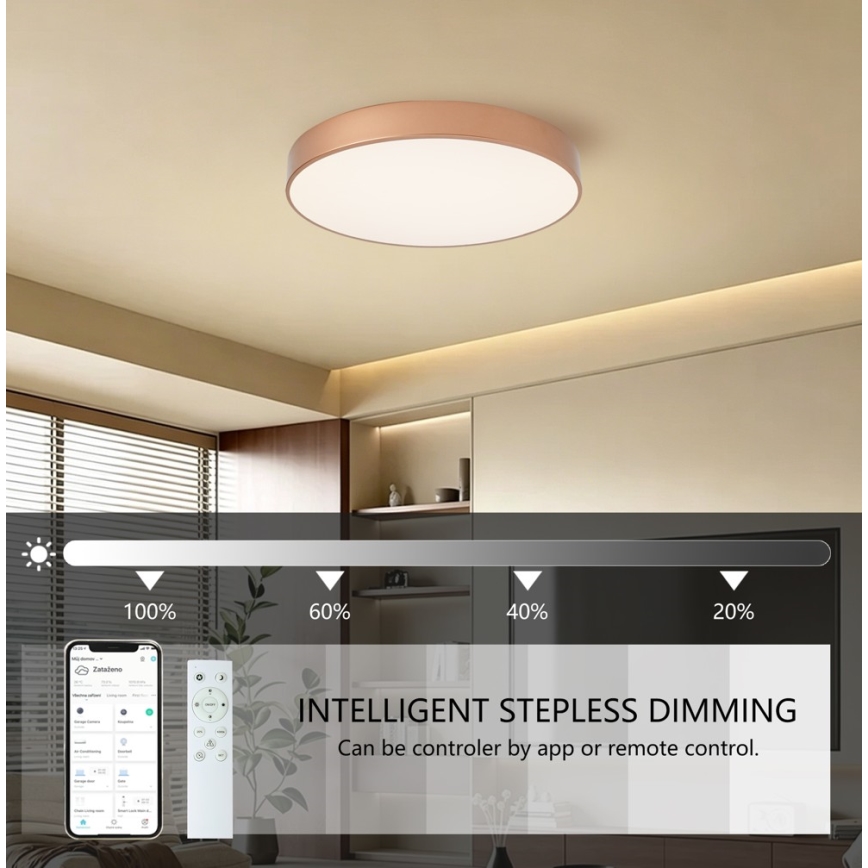 Brilagi - Zatemnjiva LED stropna svetilka POOL SMART LED/60W/230V 3000-6000K, premer 50 cm, Wi-Fi Tuya, bronzna + daljinski upravljalnik